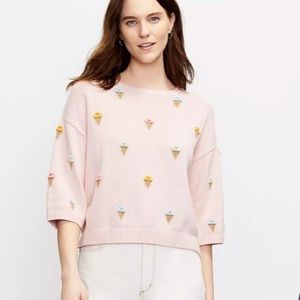NWT Loft blush textured ice cream sweater